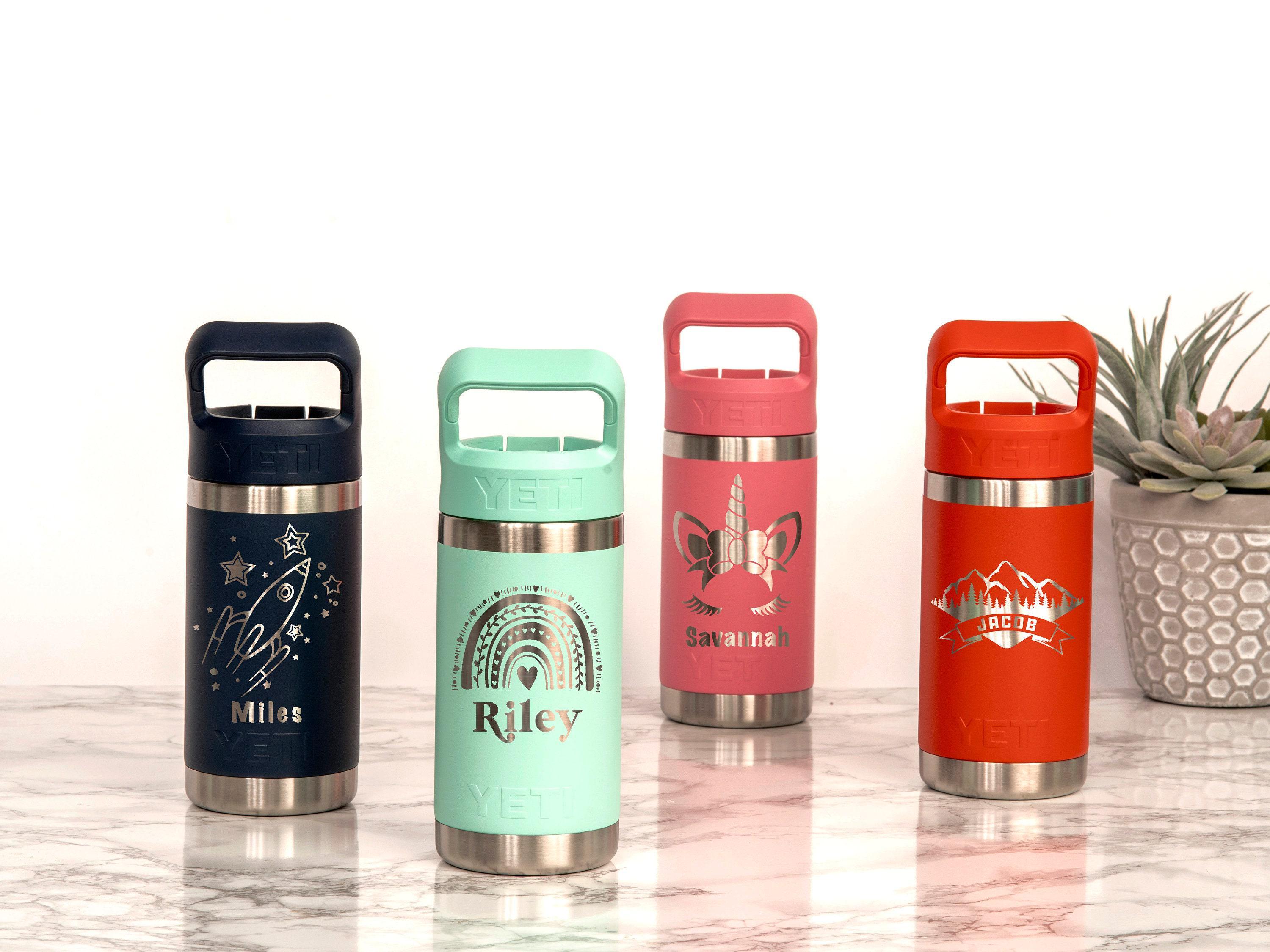 Personalized Kids 12oz/18oz Rambler Jr YETI Water Bottle / Sports Camp Bottle / Engraved Childrens Bottle for School / Girls & Boys Gift