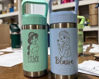 Personalized Mickey and Minnie YETI Water Bottle / Custom Disney Christmas Gift for Kids / Family Magic Kingdom Vacation Cup