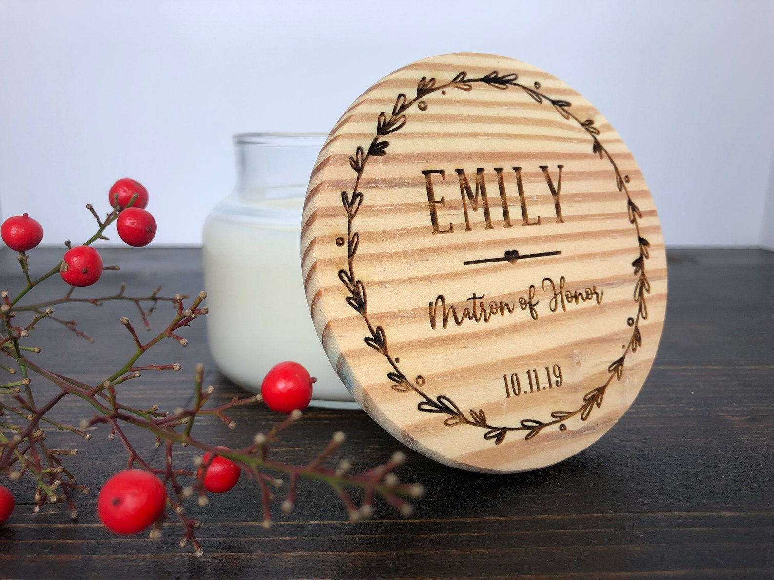 Custom Engraved Candles / Personalized Gift Idea/ Wood Wick Etsy