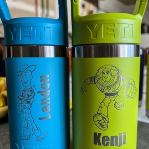 Personalized Toy Story YETI Water Bottle / Custom Buzz Light Year and Woody Cup / Kids Christmas Gift