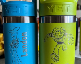 Personalized Toy Story YETI Water Bottle / Custom Buzz Light Year and Woody Cup / Kids Christmas Gift