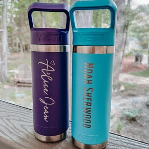 Personalized YETI 18oz Rambler Water Bottle with Matching Straw Cap / Kids Sports Camp Bottle / Engraved Cup for School / Custom Kid Gift