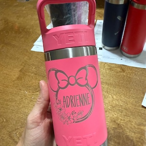 Personalized Mickey and Minnie YETI Water Bottle / Custom Disney Christmas Gift for Kids / Family Magic Kingdom Vacation Cup
