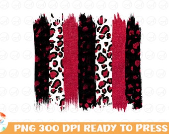 Red Glitter Leopard Distressed PNG, Christmas Brush Stroke Distressed PNG for Sublimation, Weathered Design, Animal Print, Cheetah png