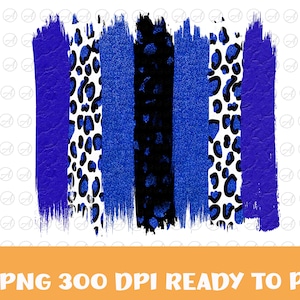 Blue Black Glitter Leopard Brush Strokes Brushstrokes Sublimation PNG image, Christmas Distressed PNG for Sublimation, Animal Cheetah PNG