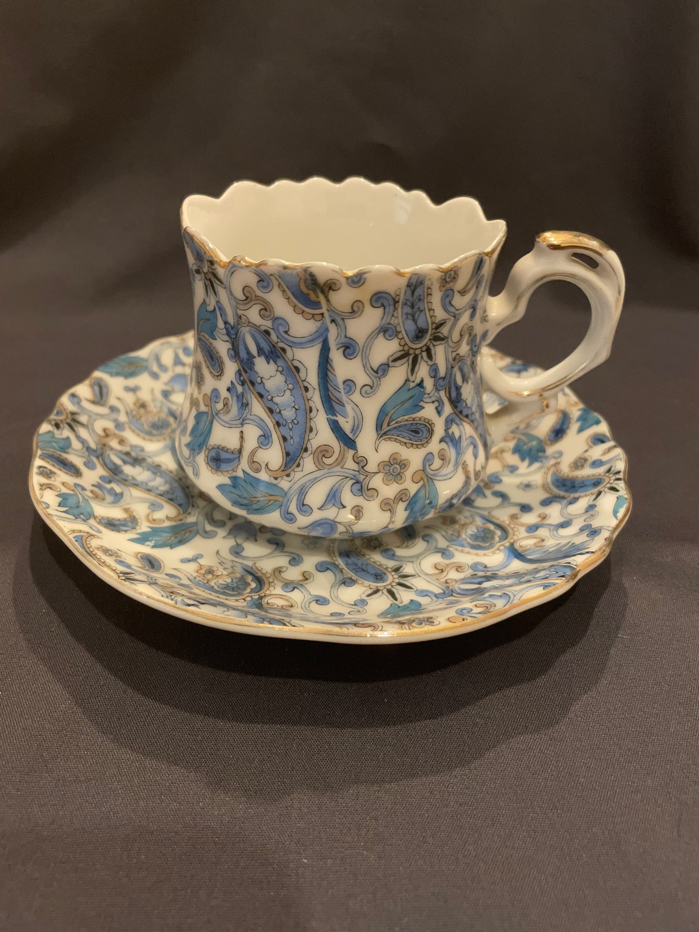 Vintage Lefton China Tea Cup snd SaucerHand painted Blue/White Etsy