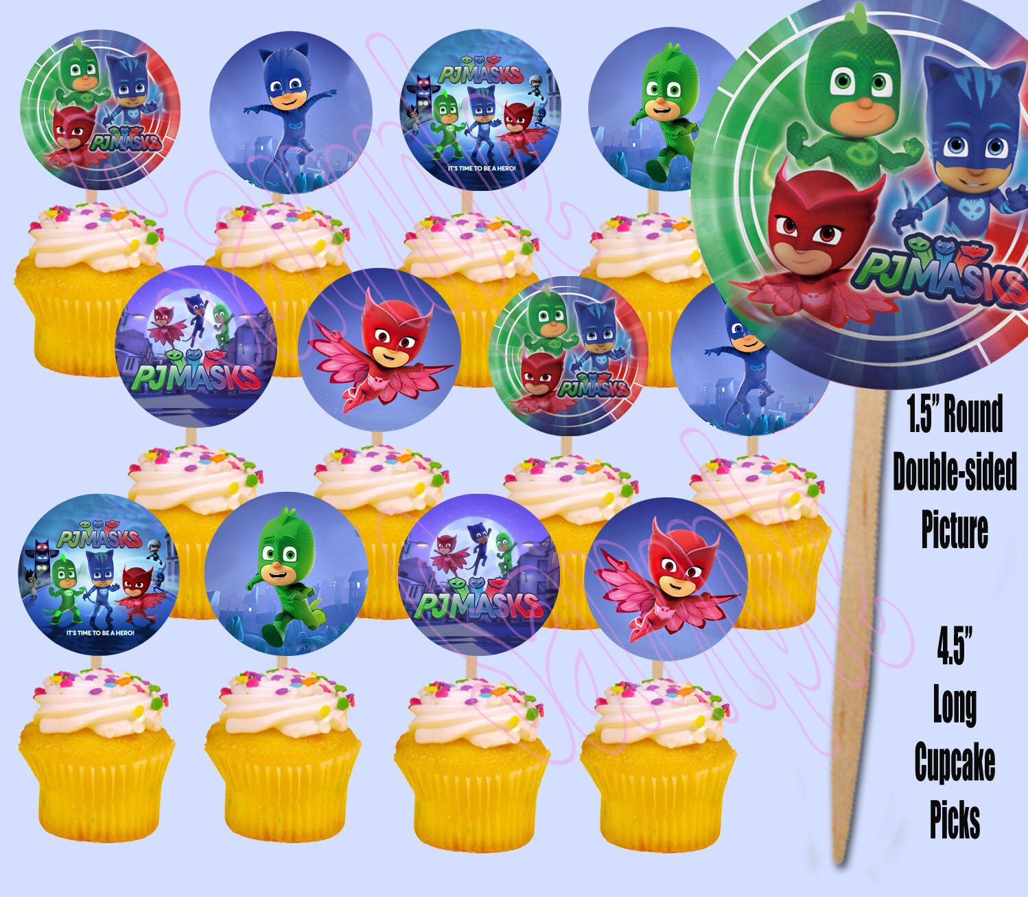 PJ Masks Disney Jr Cupcake Picks One Dozen 12 pcs Cake | Etsy
