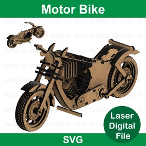 Motor Bike Laser Cut File for Glowforge SVG Cutting Craft Model