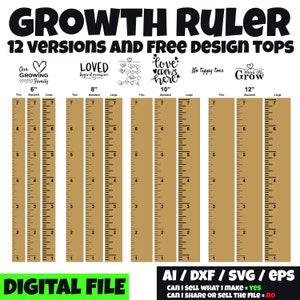 Groeigrafiek Liniaal Inches Loved Beyond Measure Free Wall Toppers Cutting File Vinyl Laser Wood Childrens Cricut Corel Draw Adobe Ai