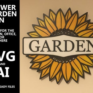 Flower Sign Floral Digital Laser Cutting File SVG Lightburn Glowforge