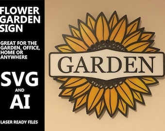 Flower Sign Floral Digital Laser Cutting File SVG Lightburn Glowforge