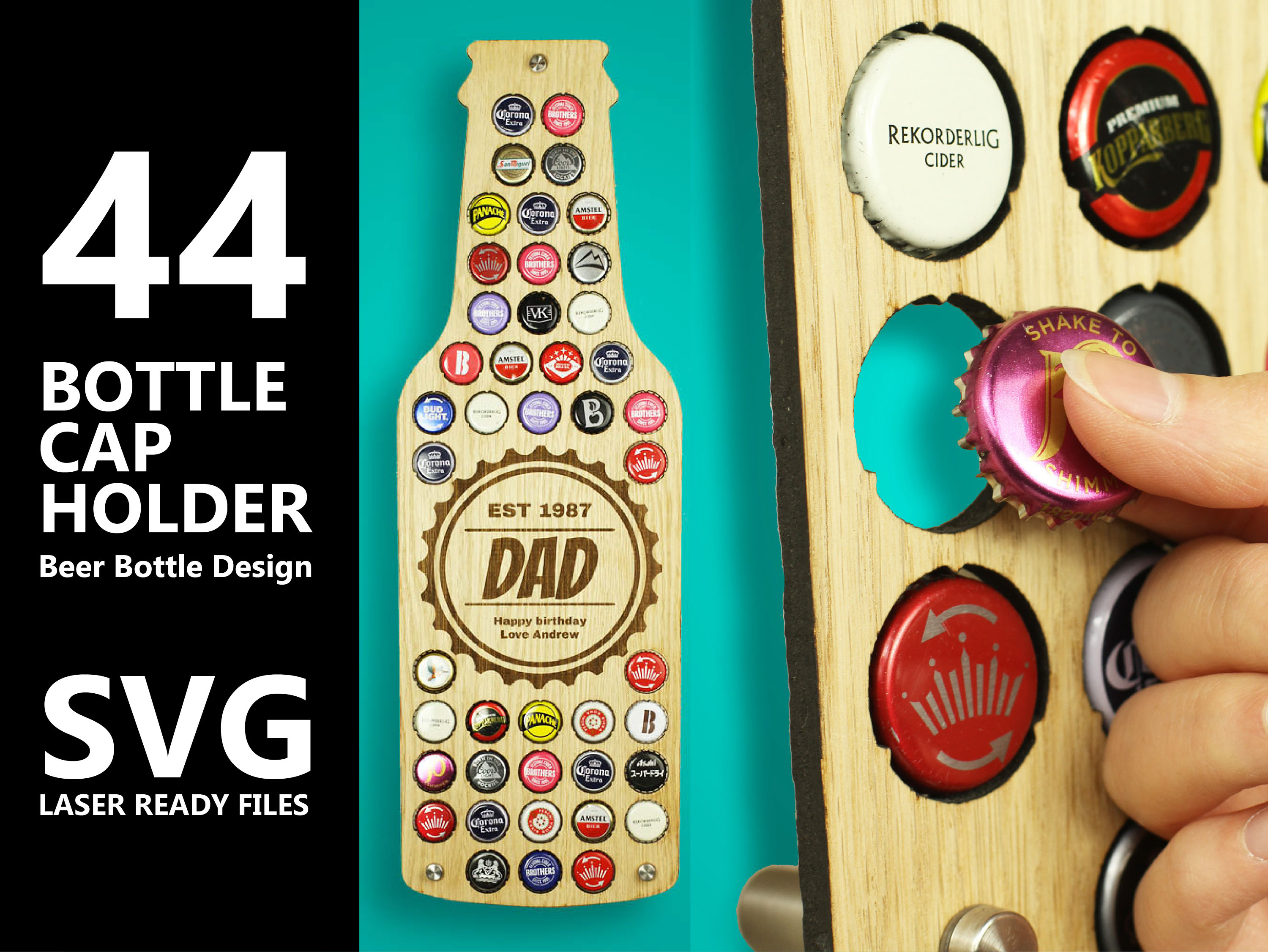 44 Bottle Cap Holder Beer Bottle Design Laser File Etsy