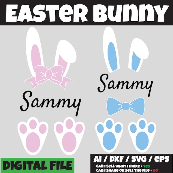 Easter Bunny Ears Svg, Easter Split Monogram Svg, Easter Svg, Bunny Svg, Svg Files For Cricut, Svg Files For Silhouette, Svg Files