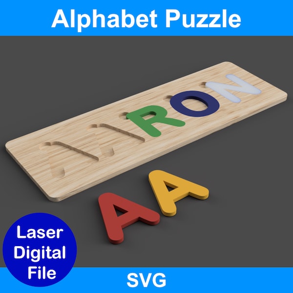 Alphabet Puzzle Laser File Childrens Eductaion Learning - LETTERS glowforge svg lightburn design laser cutting