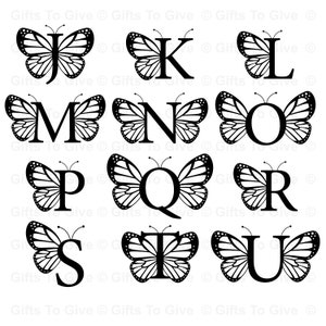 Butterflies Alphabet Monogram SVG PNG PDF Frame Mug Bag - Etsy