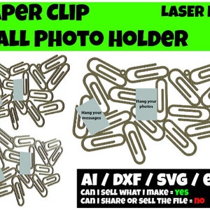Wall Mounted Paper Clip Photo Message Laser File svg dxf ai pdf for the home