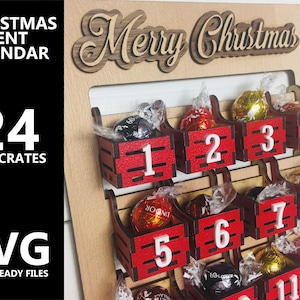 Christmas Advent Calendar 24 Days Laser File Cutting SVG Lightburn Glowforge