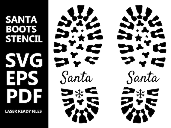 Santa Foot Print SVG, PNG, PDF, Santa Claus Boot Print, Boot Stencil