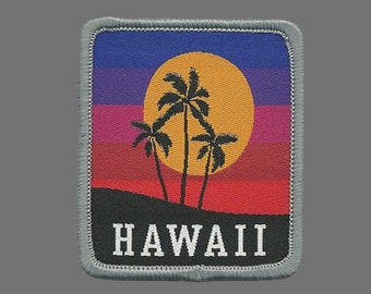 Hawaii Patch – HI Souvenir Aloha Everyday Travel Patch – Iron On – Applique 2.25"" Island Embellishment Souvenir Surfing Palm Trees Sew On