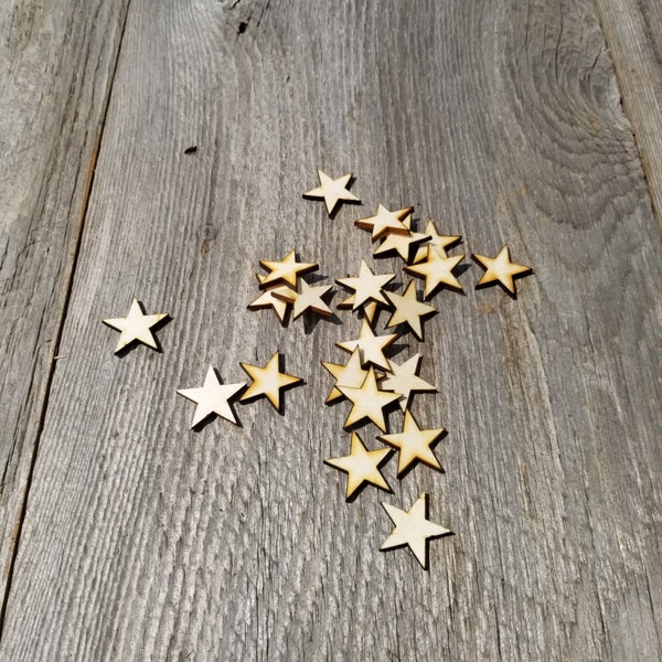 Wood Cutout Stars - 1 Inch - Unfinished Wood - Lot of 24 - Craft Projects - DIY - Make Your Own Ornaments Garland - Teacher Supplies