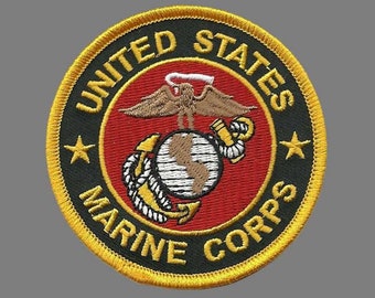 "UNITED STATES MARINE CORPS" - MILITARY PATRIOTIC TAN DUTY-Iron On Patch 