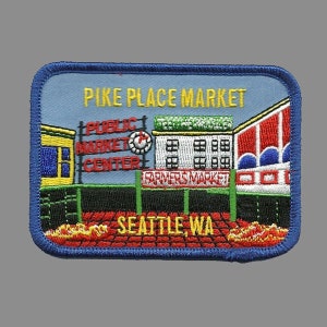 Pike Place Market Seattle Washington Patch Iron On Public Market Farmers WA Souvenir Travel Patch Embellishment or Applique