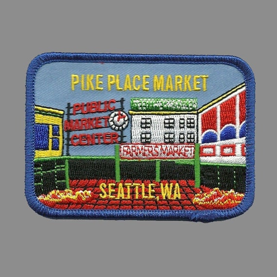Pike Place Market Seattle Washington Patch Iron On Public Market Farmers WA Souvenir Travel Patch Embellishment or Applique