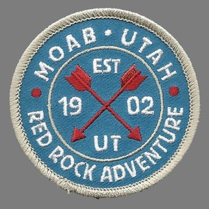 Utah Patch – Moab UT – Red Rock Adventure - Arches National Park – Travel Patch Iron On – UT Souvenir Patch Circle 2.5″ Travel Gift
