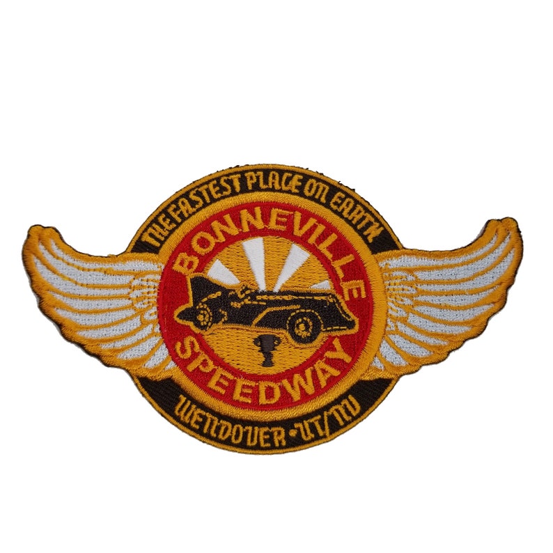 Bonneville Salt Flats \u2013 Utah Patch \u2013 Bonneville Speedway \u2013 UT Salt Flats \u2013 Utah Souvenir \u2013 Travel Patch \u2013 Iron On \u2013 Applique 4.5