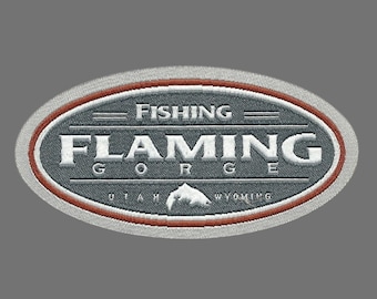 Flaming Gorge – Utah Aufnäher – Wyoming Aufnäher WY UT Souvenir – Angeln Reise Aufnäher – Aufbügler – Applikation 3,75" Oval