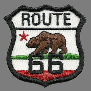 California Patch – Route 66 – California Flag Bear Road Sign – Travel Patch Iron On – California Souvenir Patch – CA 2.5&quot;