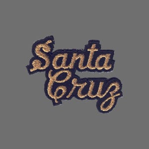 Vintage Santa Cruz Patch – Script Black and Gold – Travel Patch Iron On – California Souvenir Patch – CA Embellishment
