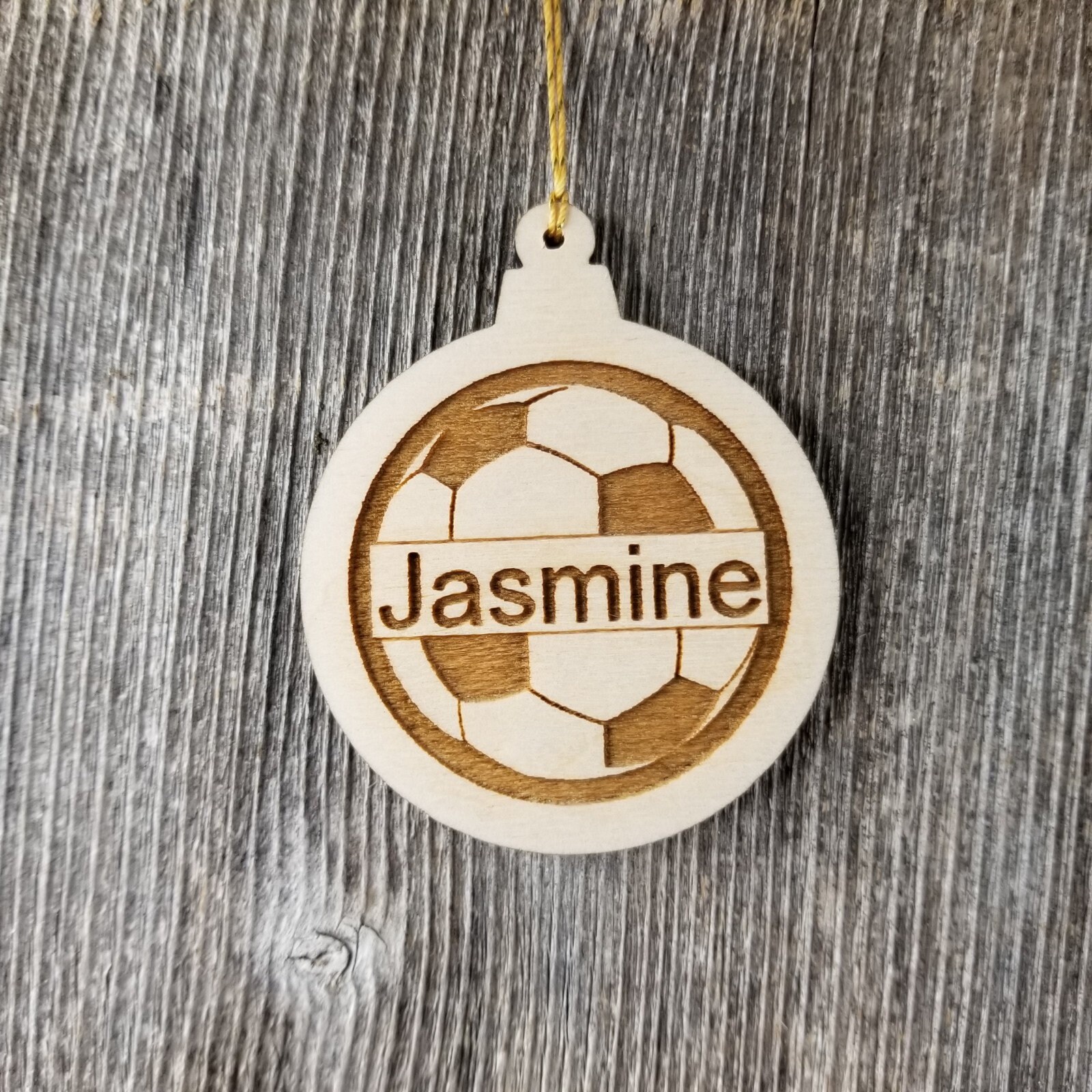 Soccer Ball Wood Ornament Sports Ornament Soccer Player Etsy