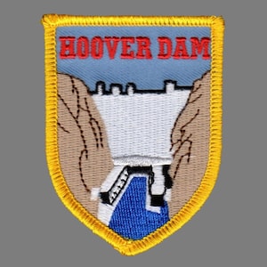 Hoover Dam Patch Iron On Souvenir Shield Shape Colorado River Mead Lake Nevada Keepsake Arizona Memento