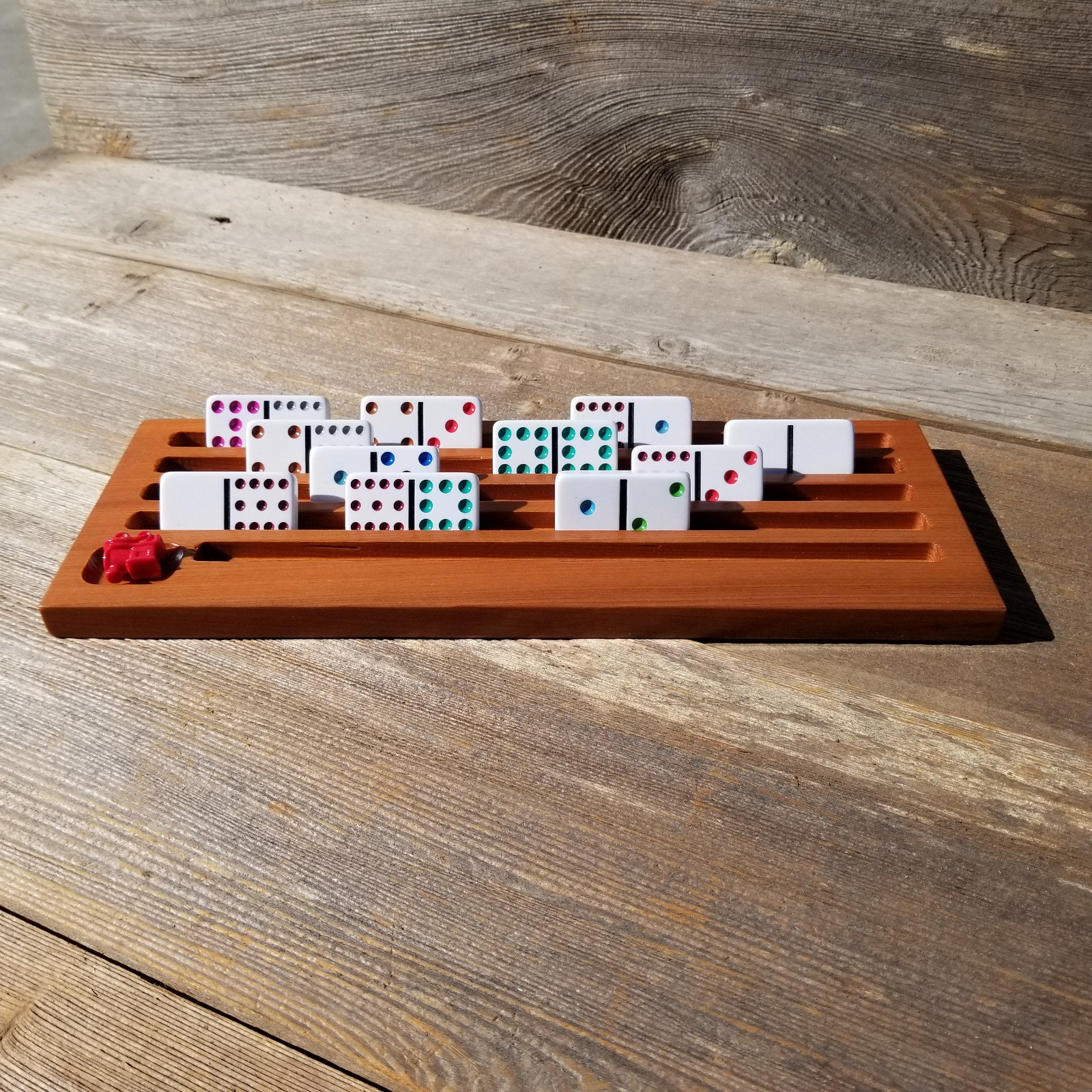 Double Stack Domino Rack Domino Rack Tray Holder Holds 25 Dominoes Game California Redwood ...