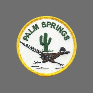 Palm Springs California Iron On Patch – Roadrunner  California Souvenir – Travel Patch – Embellishment – Applique CA Iron On 3″