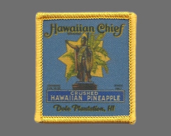 Hawaii Patch – HI Souvenir Travel Patch Hawaiian Chief Crushed Hawaiian Pineapple – Iron On – Applique 2.25"" Island Embellishment Souvenir
