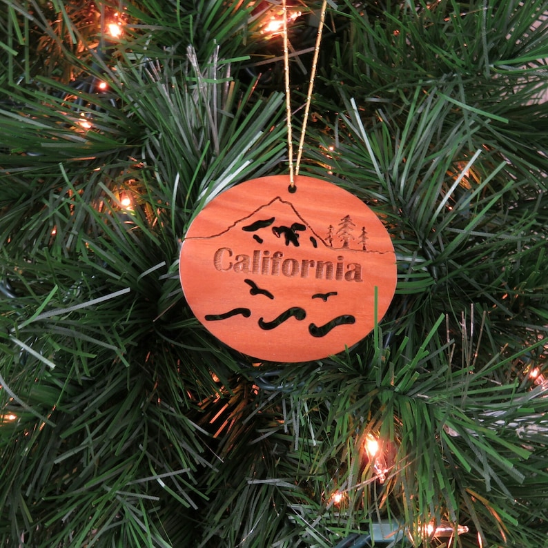 California Christmas Ornament California Redwood Laser Cut Etsy