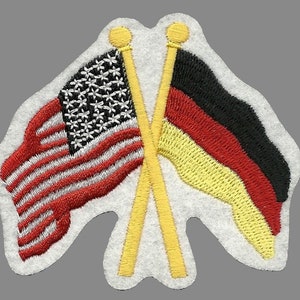 USA and Germany Flags Iron On Patch Crossed Flags – Heritage Pride Travel Patch – Souvenir Patch Embellishment or Applique