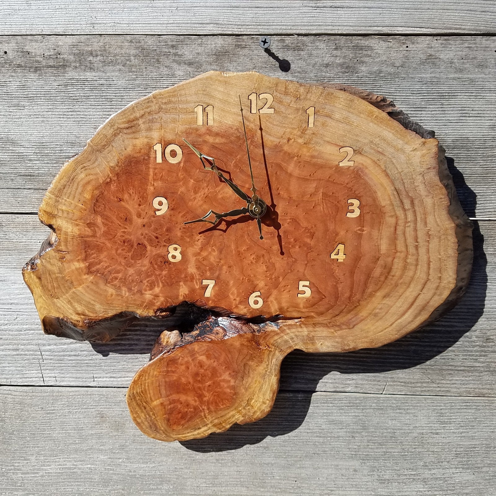 Redwood Clock Handmade Wall Hanging Rustic Burl Live Edge 341 Etsy