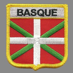 Basque Flag Patch – Iron On – Shield – Country Pride – Travel Patch – Souvenir Patch – Western Pyrenees, Bay of Biscay