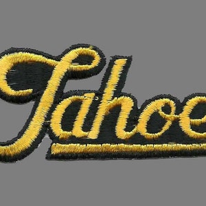 Vintage Tahoe Patch – Script Black and Gold – Travel Patch – California Souvenir Patch – CA Embellishment Spell out Font Spellout Nevada NV