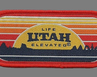 Utah Patch – UT Life Elevated – Patch de voyage – Patch souvenir – Applique d’embellissement – Fer à repasser de 3,25 po