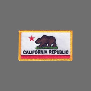 California Patch Grizzly Bear CA Republic Flag Uniform Badge Souvenir Iron On Travel Patch