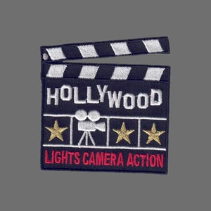 Hollywood Patch – Movie Clapper Travel Patch Iron On – California Souvenir Patch – CA Embellishment Applique 2.75″