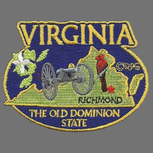 Virginia Patch – VA State Travel Patch Souvenir Applique 3&quot; Iron On The Old Dominion State Richmond Cannon Cardinal Flowering Dogwood