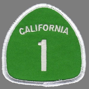 US Highway 1 California Hwy Patch Iron On Road Sign Mendocino County CA Coast Souvenir Travel Patch Embellishment Applique