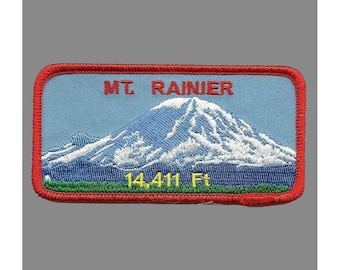 Washington Patch – Mt Rainier Iron On Patch – Rectangle WA Souvenir Iron On Mount Mountain