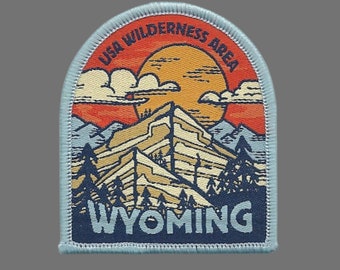 Wyoming Patch – WY USA Wilderness Area - Travel Patch – Souvenir Patch 2.5" Iron On Sew On Embellishment Applique