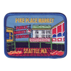 Pike Place Market Seattle Washington Patch Iron On Public Market Farmers WA Souvenir Travel Patch Embellishment or Applique image 4